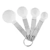 Acero inoxidable 430 mango cuchara medidora taza medidora de plástico juego de 8 piezas con escala traje de cucharas medidoras herramientas para hornear al por mayor