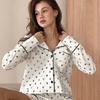 2026 Otoño Nuevo Estilo Europeo y Americano Algodón Puro Estampado de Corazones Holgado y Cómodo Conjunto de Pijama de Manga Larga con Shorts para Mujer Ropa de Casa