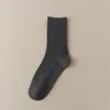 Calcetines para Hombre para Otoño e Invierno, Algodón Puro, Antibacterianos, Resistentes al Olor, Absorbentes del Sudor, Calcetines de Media Pantorrilla, Raya Vertical de Doble Aguja, Largos de Negocios, Calcetines de Algodón Deportivos