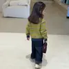 Cárdigan de punto retro a rayas de bloques de color para niños Maiyoyo, chaqueta suéter casual para niñas pequeñas