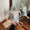 Estilo Étnico Brocado Zhuang Moda Casual Bolso Cubo Nuevo Verano 2025 Bolso de Mujer Simple Moderno Bolso Cruzado de un Solo Hombro