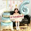 Juego de globos con número de cumpleaños temático azul para niños y niñas, decoración de fiesta de bebé, accesorios para arreglo de escena de ambiente