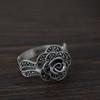 Anillo de plata de ley S925 con diseño vintage tailandés de Golden Deer King, venta al por mayor, con diseño de rosa de marca abierta para mujer.