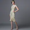 Vestido de Noite Gatsby Anos 1920 P-4GG Sem Mangas Lantejoulas Franjas Vestido Traje para Baile de Banquete Festa Performance