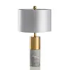 Designer Moderno Minimalista Quarto Americano Modelo Quarto Villa Metal Tecido Cobertura Mármore Natural Mesa Luminária Decorativa Mesa