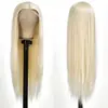 Perucas Europeias e Americanas Transfronteiriças para Mulheres, Cabelo Longo Liso com Partição Central, Peruca Frontal de Renda de Fibra Química