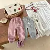 Pantalones Casuales Unisex para Niños de Primavera y Otoño, Pantalones Deportivos Joggers con Rayas de Dibujos Animados, Estilo Coreano de Moda, Personalidad para Bebés