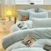 Conjunto de 4 Peças Jacquard Anti-estático Classe A Lã Leite Aconchegante Espesso Cobertor de Coral Fleece Adicionado Lã Inverno Roupa de Cama 4