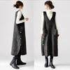 Vestido longo de lã com decote em V e sem mangas 1270 #