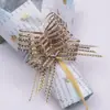 Nuevo Modelo 50 # Tela de Nieve Grande con Lunares Flor de Cinco Líneas Atada a Mano Decoración para Empaque de Flores y Coche de Boda Lazo de Decoración.