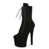 17cm AliExpress novo camurça salto agulha sapatos de pole dance zíper lateral sola grossa bico redondo botas curtas estilo europeu e americano botas de cavaleiro