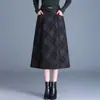 2026 Elegante Falda de Cuadros Línea A para Mujer, Nueva Falda Paraguas de Cintura Alta de Longitud Media para Viajar al Trabajo, Falda Casual