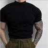 Camiseta de Verano para Hombre Talla Grande 150kg Nuevo Diseño Color Sólido Cuello Semitortuga Hilo Elástico Efecto Adelgazante Manga Corta Envío Gratis