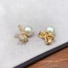 Accesorios de Plata S925 Pendientes de Lazo Fresco Incrustados con Zircón Blanco con Cuentas de 11-12 mm Sin Cuentas