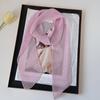 Bufanda Larga Pequeña de Seda Lisa de Color Sólido Fresco con Pliegues de Gasa para Mujer Verano Elegante Suave Bufanda Brazalete Versátil Cinturón para el Cabello