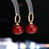 Moda Outono e Inverno Cor Ankora Vermelho Celebridade da Internet Brincos Elegantes Design de Nicho Simples Todos os Combinados Novos Brincos de Pérola
