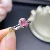 Anillo de Turmalina Pura Natural Plata de Ley S925 Incrustado de Cristal Color Limpio Buen Color de Fuego Piedra Principal 4*5mm