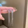 Brincos de Corrente Longa com Garras Exageradas Elegantes de Prata S925 com Strass para Mulheres Brincos com Franjas de Diamante Colorido Europeus e Americanos Brincos da Moda