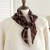 Bufanda Larga Vintage de Algodón y Lino a Cuadros Rojos Japoneses para Mujer, Protector de Cuello Delgado para Primavera y Otoño, Lazo para el Cabello, Pañuelo Triangular para la Cabeza, Bufanda de Seda, Envoltorio para el Cuello