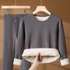[Lã Seda] Roupa Íntima Térmica Outono e Inverno Conjunto Masculino e Feminino Gola Meia-alta Forrado com Lã Espessado à Prova de Frio Roupas e Calças de Outono