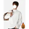 Nueva Camiseta de Manga Larga con Cuello Medio Alto Forrada de Polar para Hombre Otoño e Invierno 2025, Ropa Interior Térmica Ajustada de Marca de Moda Sudadera