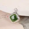 Colgante Cuadrado de Plata S925 con Jaspe Hetian, Diseño Hueco de Lujo Ligero, Collar Simple Versátil