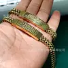 Pulsera de Acero Inoxidable Flor de Loto Cinco Sutras Transfronteriza, Pulsera de Acero de Titanio con Cierre Magnético Cubano Cuadrado para Hombre
