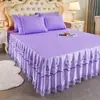 Faldón de Cama con Borde de Encaje Europeo Estilo Colcha Pieza Única Estilo Princesa Encaje Cubierta Protectora Delgada para Cama de 1.8m Resistente al Polvo Verano