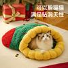 Canil Quente de Gato de Natal, Canil de Inverno, Canil Semi-Fechado para Animais de Estimação, Meias de Natal Espessas, Canil Fofo para Cachorro