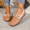 Comercio Exterior Transfronterizo Otoño 2026 Nuevos Mocasines Planos para Mujer, Zapatos Individuales Vintage, Zapatos de Cuero Cosidos a Mano para Mujer