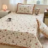 Cobertor de Cama de Lã de Leite Espessado Conjunto de Três Peças Outono e Inverno Estilo Renda Quente Lençol Antiderrapante Capa de Colchão Capa Kang Atacado