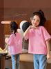 Camiseta de algodón para niña, nueva prenda de verano 2025, con estampado de dibujos animados y media manga, dulce