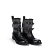 Edición Lancui ~ Botines vaqueros cortos con hebilla retro, botas western de tacón grueso, botines de tobillo de moto para mujer, puntera redonda, adelgazantes