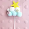 Nuvens de Esponja Lua Estrelas Decoração de Bolo Plug-in Bola de Pelo Festa de Aniversário Infantil Fantasia Acessórios de Confeitaria Bandeira