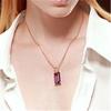 Nuevo y elegante colgante rectangular de amatista de lujo con diamantes morados y incrustaciones de circonitas.