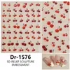 Redanco5D Repujado Popular Dibujos Animados Pegatina para Uñas Rojo Gelatina Roja Cereza Estéreo Pegatina para Uñas Dr1576