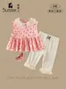 Conjunto Infantil Menina Pêssego 2026 Verão Novo Estilo Gola Boneca Sem Mangas Leggings Conjunto de Duas Peças para Bebê