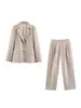 Marca Z tejido mixto transfronterizo AliExpress ropa de mujer moda europea y americana casual pantalones rectos plisados blazer artículo de venta caliente ZA en color albaricoque