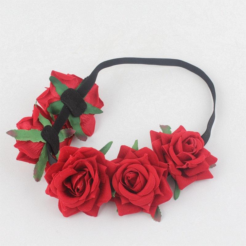 5朵卷边绒布黑色弹力发带13