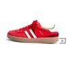 Zapatos de Entrenamiento Alemanes para Mujer de Piel de Vaca con Interior Rojo, Aumentadores de Altura, Tres Rayas, Suela Plana Versátil, Boca Baja Cómodos, Deportivos Casuales para Correr