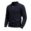 Sudadera POLO Casual para Hombre de Otoño e Invierno Amazon, Texturizada Simple, Peso Pesado, Holgada, Ajuste Holgado, Cuello Camisero, Abotonada