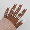 Conjunto de Anéis Abertos Minimalistas Modernos com Múltiplas Juntas, Conjunto de 22 Peças de Anéis para Mulheres, Design Único, Anéis de Coração e Borboleta de Nicho