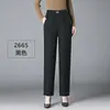 Pantalones rectos de cintura alta para mujer, nuevo estilo otoño e invierno, corte ajustado, favorecedores, pantalones casuales para mujeres de mediana edad y mayores, cintura elástica, pantalones largos