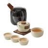 Juego de té de viaje Ru Kiln traje una tetera cuatro tazas portátil para exteriores Taza Express tetera kung fu taza de té logo impreso