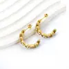 Brincos Europeus e Americanos em Formato de C Transfronteiriços com Brincos de Diamante Branco Redondo para Mulheres, Brincos de Design de Luxo Acessível da Moda Ins, Brincos de Aço Inoxidável