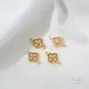 Conector Pendente de Trevo de Quatro Folhas Duplo Pendurado Banhado a Ouro 14K Preservador de Cor Zircônia Colorida Material para Pulseira Colar Brincos Feitos à Mão DIY