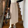 Falda Negra con Abertura para Mujer en Otoño e Invierno Nuevo Estilo Pana Elegante de Cintura Alta Ajustada Falda Versátil de Línea A de Longitud Media