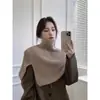Cachecol para Mulheres Inverno Nova Moda Exterior Cachecol Pulôver para Mulheres Cor Pura Estilo Coreano Versátil Cachecol de Pescoço Xale Tricotado de Lã