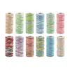 Nueva Cuerda de Cáñamo Teñida por Sección de 2 mm x 50 m, Gradiente Colorido, Hecha a Mano para DIY, Tejida, Cuerda para Etiqueta Colorida, Lanyard, Empaque de Caja de Regalo