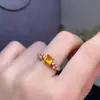 Anillo de citrino natural cuerpo de malla completa calidad plata de ley 925 incrustación de precisión piedra principal 5*5mm citrino natural puro